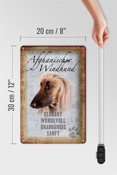 Blechschild Spruch 20x30cm Afghanischer Windhund Hund ohne kein Heim