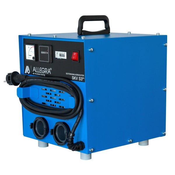 Seitenkanalverdichter mit Tragegriff, Stromkabel, Anzeigeinstrumenten und Allegra Logo