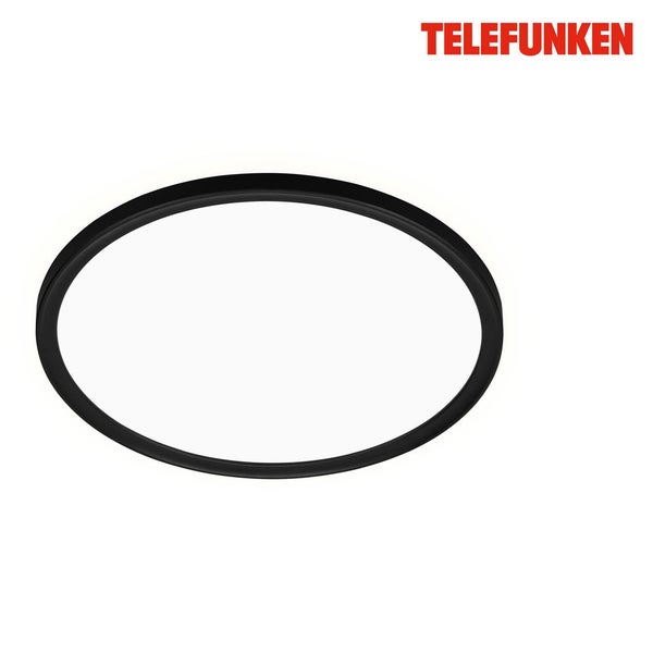 TELEFUNKEN? LED Bad Deckenleuchte mit Backlight, IP44 LED Badezimmerlampe, ultraflach, neutralweißes Licht, Schwarz, 290x35 mm (DxH)