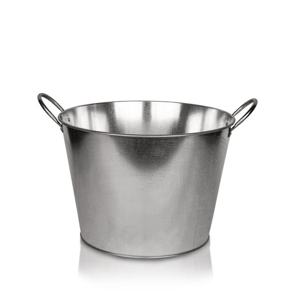 BigDean Zinkwanne rund – extra stark & hoch wasserdicht  Ø 40cm x 29 cm H - Gartenteich, Miniteich, Blumenwanne, Getränkekühler, Eiskübel - mit stabilen Griffen zum Bepflanzen und Befüllen
