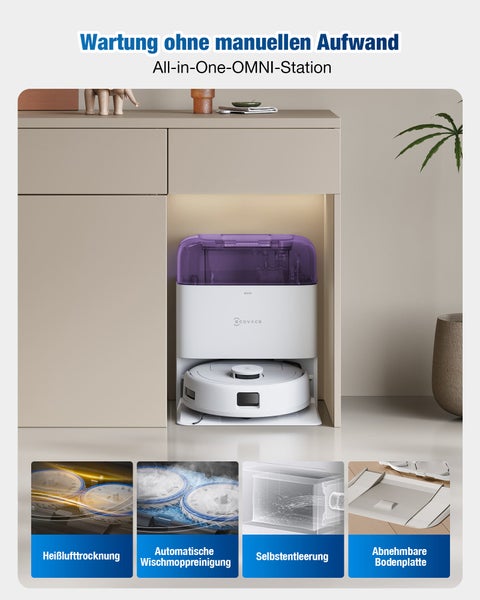 Ecovacs Saugroboter mit OMNI-Station zur automatischen Reinigung und Wartung