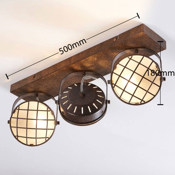 Lindby Strahler Tamin (Vintage, Industriell) in Braun aus Metall (3 flammig G9) - Deckenlampe Deckenleuchte Lampe Spot Wohnzimmerleuchte