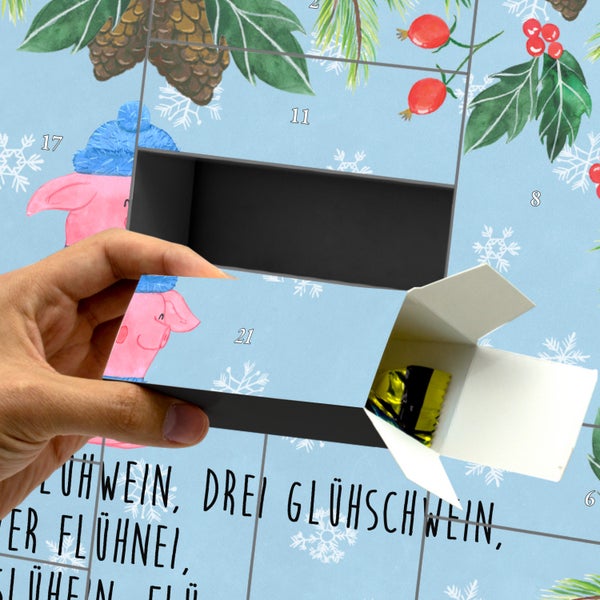 Mr. & Mrs. Panda Befüllbarer Adventskalender Schweinchen Glühwein - Blau Pastell