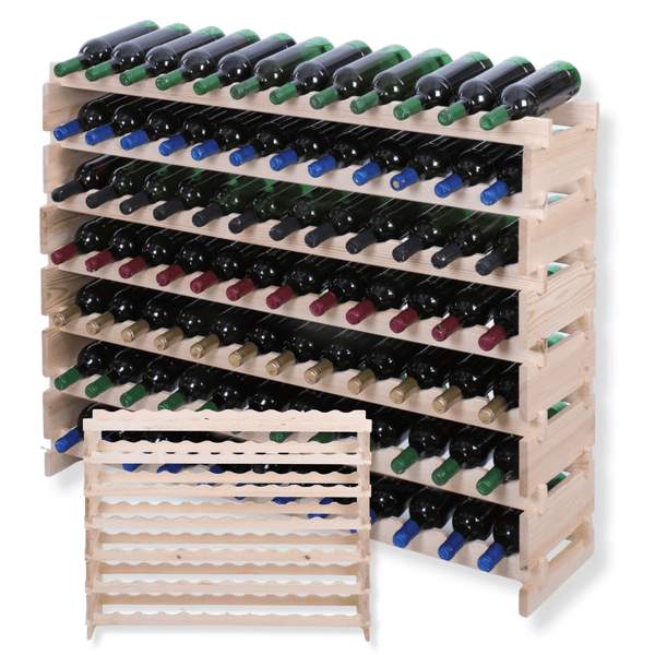 Weinregal VINOTECA FLEX PRO HxBxT 93x123x28cm 84 Flaschen auf 7 Ebenen Massives Kiefernholz Natur unbehandelt