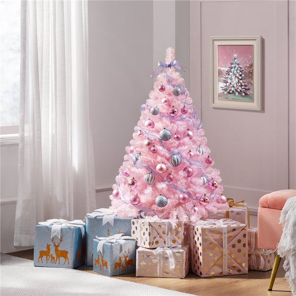 Yaheetech 124 cm Künstlicher Weihnachtsbaum , Rosa