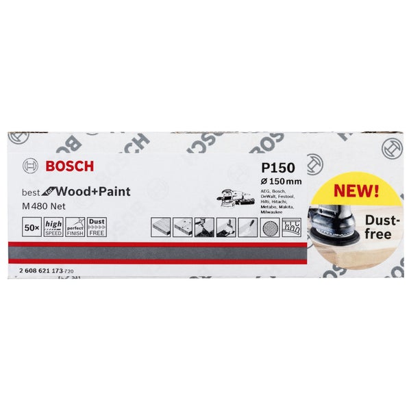 Bosch Schleifblatt M480 Net Best for Wood and Paint 150 mm 120 50er-Pack - 2608621173