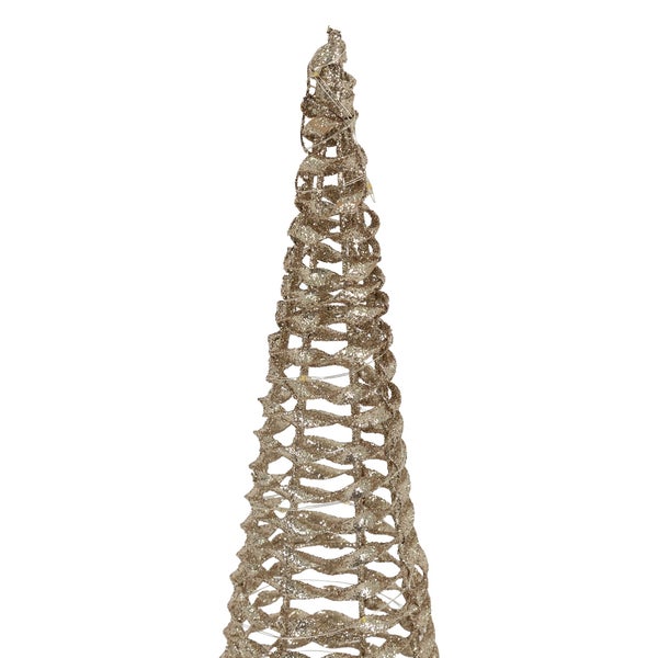 ECD Germany LED Pyramide Lichterkegel Weihnachten mit 40 warmweißen LEDs, 80 cm hoch, Gold, Metall, Leuchtpyramide mit Beleuchtung & Timer, Innen, batteriebetrieben, Deko Lichtpyramide Weihnachtsdeko