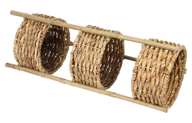 FRANK FLECHTWAREN | Korbregal Wasserhyazinthe, WASSERHYAZINTHE, BAMBUS, Ø 32 x 90 cm