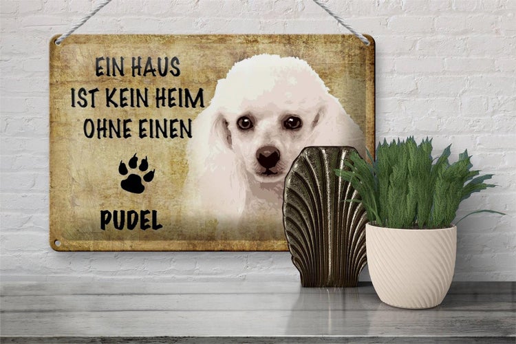 Blechschild Spruch 30x20cm Pudel Hund ohne kein Heim