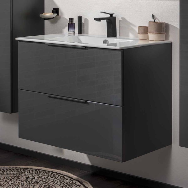 Badezimmer Waschtischunterschrank mit zwei Schubladen und Keramikwaschbecken