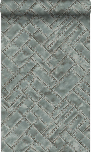 Origin Wallcoverings Tapete Metallplatten Hellgrau - 53 cm x 10.05 m - 337242