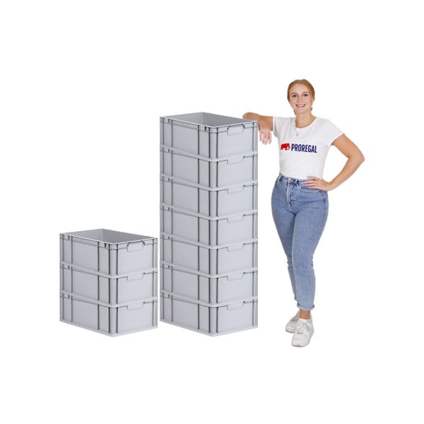 PROREGAL Spar Set 10x Eurobox Nextgen Economy Mit Scharnierdeckel & Gelben Schiebeschnappverschlüsse Griffe Geschlossen HxBxT 22 x 40 x 60 cm 44 Liter