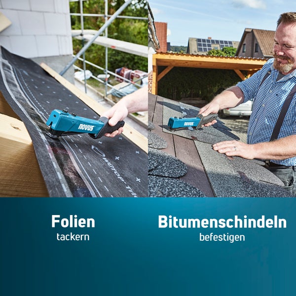 Novus Tools Hammertacker J-044, 6–12 mm Typ G, Premium-Tacker geeignet für Flachdrahtklammern mit Prallplatte für Oberflächenschutz 030-0453