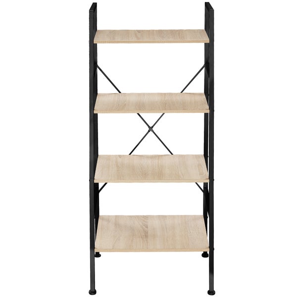 Leiterregal tectake Newcastle inklusive Kippschutz, 57,5 x 35,5 x 139 cm Industrial Style Industrial Holz hell, Eiche Sonoma