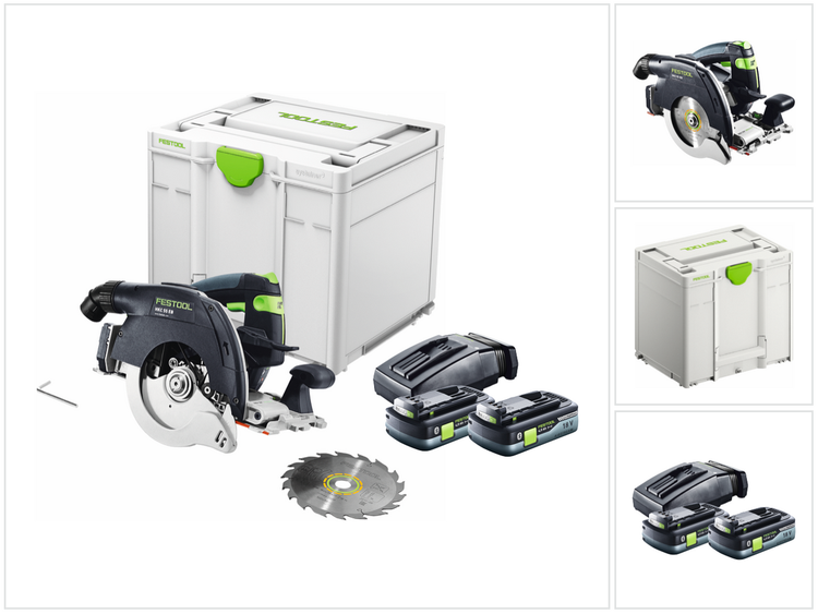 Festool HKC 55 EB-Basic Akku Handkreissäge 18 V 160 mm Brushless ( 576163 ) + 2x Akku 4,0 Ah + Ladegerät + Systainer