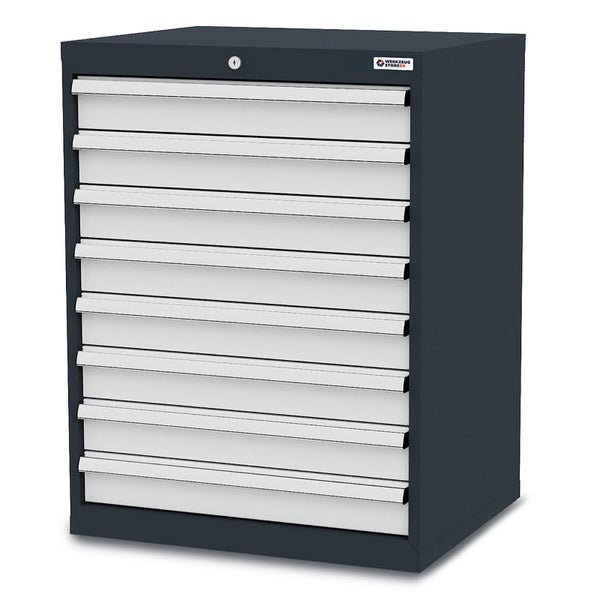 Werkstattschrank mit acht Schubladen und Werkzeugstore24 Logo