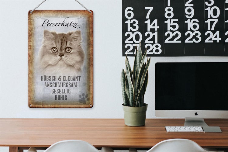 Blechschild Spruch 20x30cm Perserkatze Katze hübsch