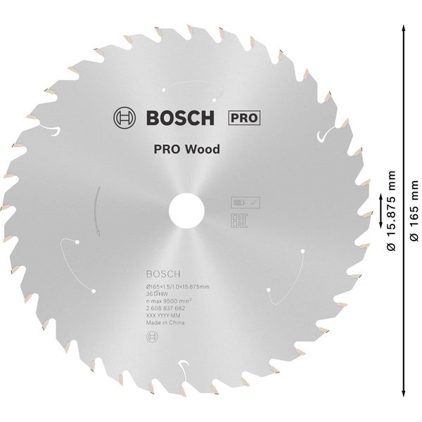 Bosch Pro Holzsägeblatt, 165 Millimeter Durchmesser