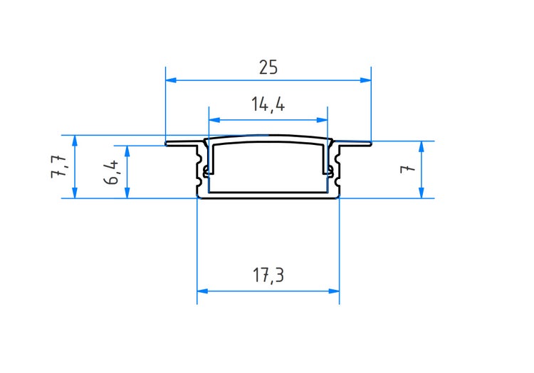 TIVENDIS Led Alu Profil 2 m EF Komplett Set für Strip / Streifen bis 12 mm breit | Abdeckung transparent klar, Endkappen |  Einbau Fußleisten Flachprofil eloxiert