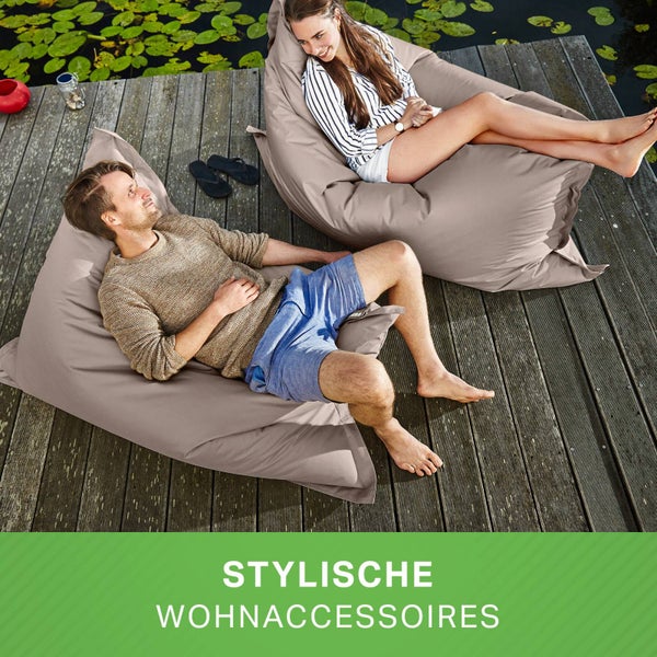Green Bean Sitzsack 120x160cm 270 Liter Kinder & Erwachsene Bean Bag EPS Perlen Füllung Riesensitzsack Groß Draußen Outdoor Liegekissen Waschbar Wetterfest Lounge Chair Sitzkissen Bodenkissen Taupe