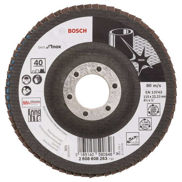Bosch Fächerschleifscheibe Best for Inox 125 22,23 40 gewinkelt Glasgewebeteller - 2608607638