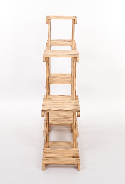 Blumenständer FLORANGE HxBxT 116x95x25cm 8 Ablagen Kieferholz Geflammt