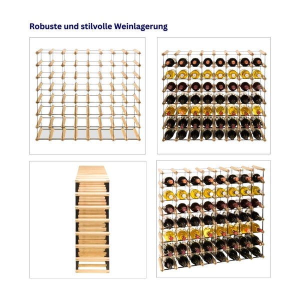 PROREGAL Modulares Weinregal Vinotega Mod Metal HxBxT 72,5 x 82,5 x 24,5 cm 8 x 7 Flaschen Massives Kiefernholz Braun Geölt