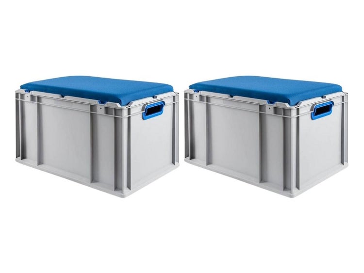 PROREGAL SparSet 2x Eurobox NextGen Seat box Blau HxBxT 365 x 40 x 60 cm 65 Liter Griffe Offen Eurobehälter Sitzbox Transportbox