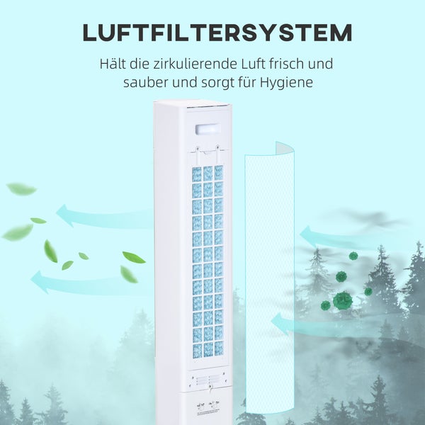 HOMCOM Turmventilator mit Fernbedienung 105 cm Ventilator, Standventilator 52° oszillierende Säulenventilator mit 3 Modi 3 Geschwindigkeitsstufen 12-Std-Timer LED-Anzeige Weiß