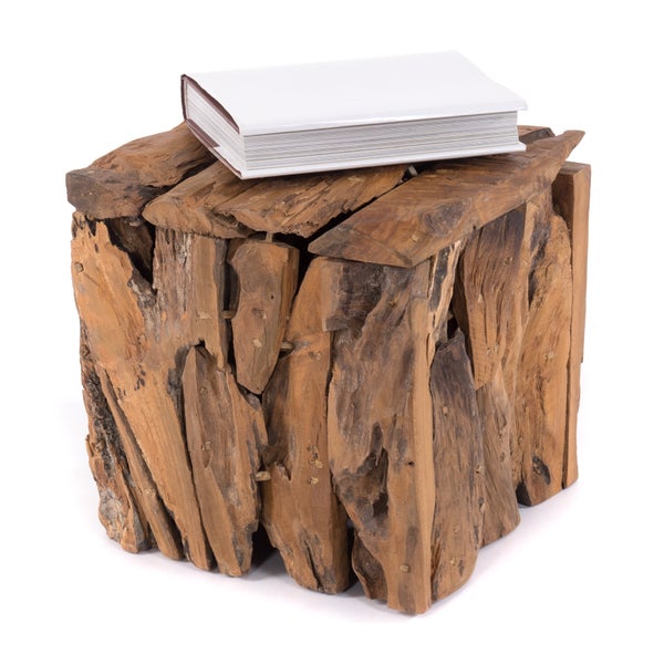 Hocker SITZBOX TEAK 30 30x30x30 cm, Recyclingholz naturfarben