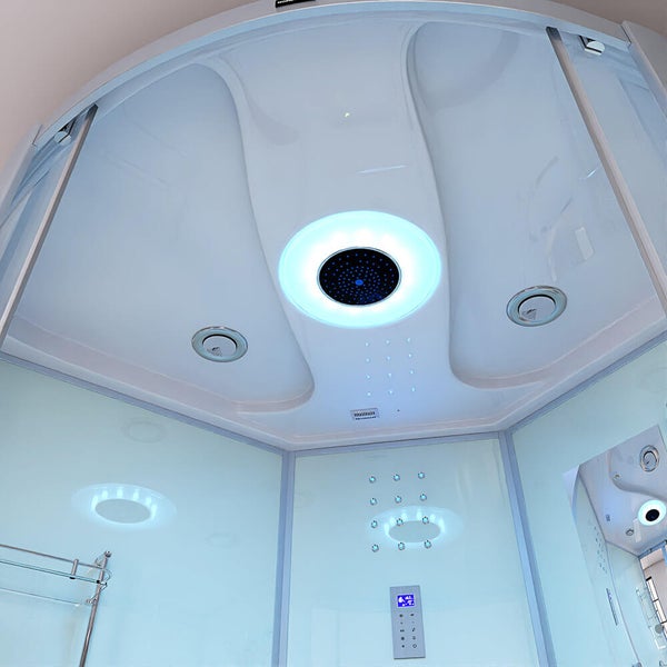 Home Deluxe - Dampfdusche EXCLUSIVE - Weiß, Maße: 150 x 150 x 220 cm - inkl. Radio, Regendusche und komplettem Zubehör I Dampfsauna, Badewanne, Whirlpool, Dusche