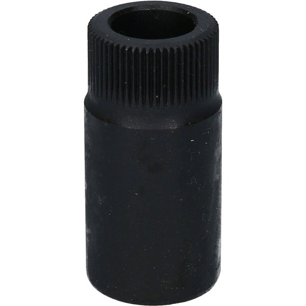 Schwarze gerändelte Mutter im Detail