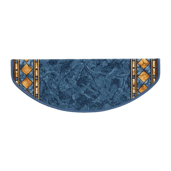 FLOORDIREKT Stufenmatte Rügen Selbstklebend Strapazierfähig Blau Halbrund 65 x 23,5 cm