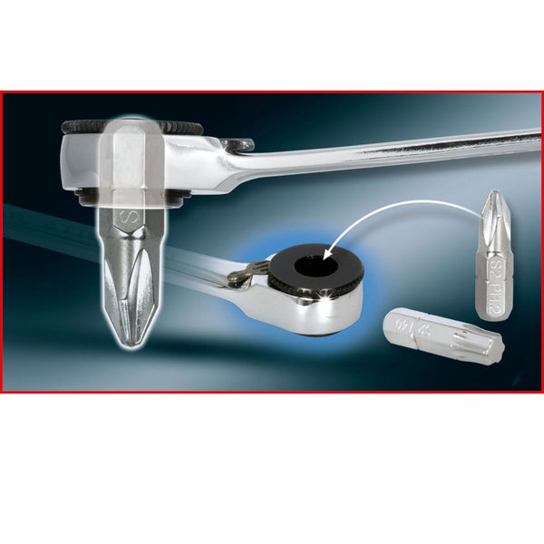 KS TOOLS GEARplus Mini-Bit-Umschalt-Ratschenringschlüssel 1/4 x 10 mm - 503.4678