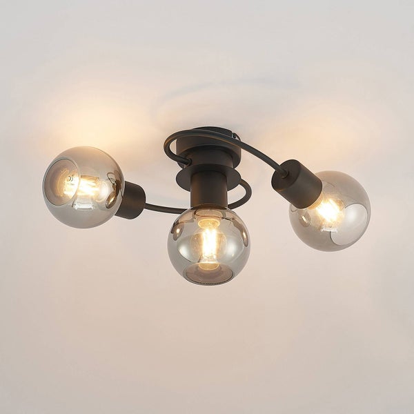Lindby Deckenlampe Ciala (Modern) in Schwarz aus Glas (3 flammig, E14) - Deckenleuchte Lampe Wohnzimmerleuchte