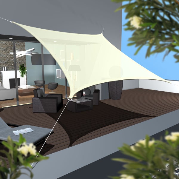 AMANKA UV Sonnensegel - 4x4 m HDPE Quadratisch - Sonnenschutz Plane Überdachung Garten Balkon Beige