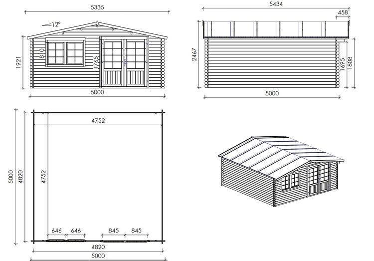 Gartenhaus, Gerätehaus 25m2 - 5x5m - 34mm