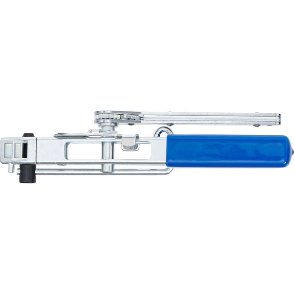 Umreifungsgerät aus Metall mit blauem Griff