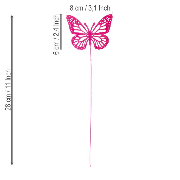 Dekorativer Schmetterling am Stab, 28 cm hoch