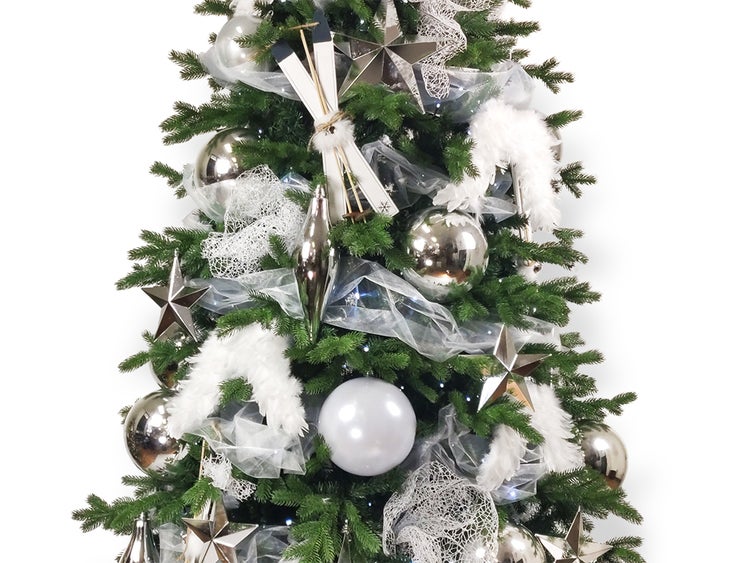 LAALU Set von Weihnachtsschmuck 118 Stück in einer Box SNOW DECORATIONS für Weihnachtsbaum 300-600 cm