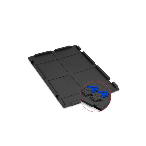 PROREGAL SuperSparSet 10x Eurobox NextGen Color mit Scharnierdeckel und Schiebeschnappverschlüssen, HxBxT 12x40x60cm, 23 Liter, Schwarz, Griffe blau geschlossen, Eurobehälter, Transportbox, Transportbehälter, Stapelbehälter