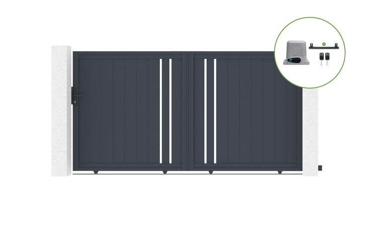 Schiebetor 3m GIONA H.180cm Aluminium + RANGER C300 Motorisierung