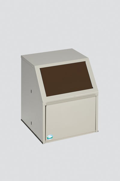 PROREGAL Robuster Wertstoffsammler Mit Einwurfklappe Für Biomüll Stationär 23 Liter HxBxT 57 x 41,5 x 41,5 cm Verzinkter Stahl Braun