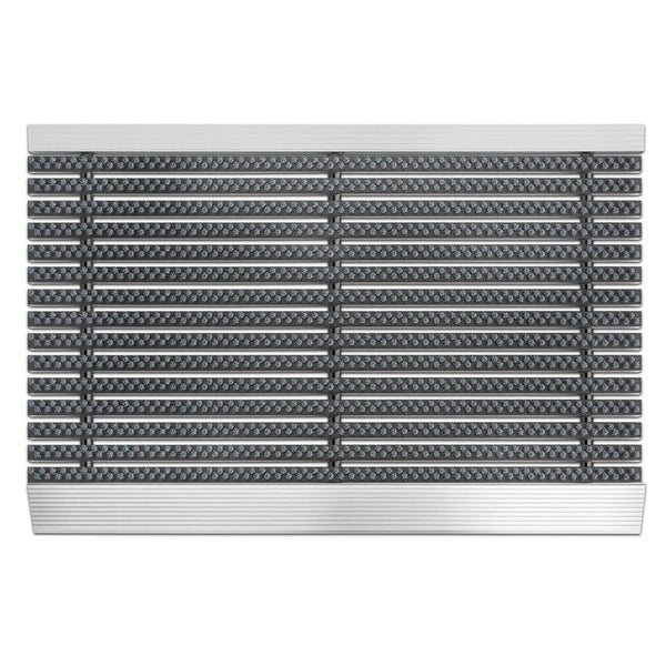 FLOORDIREKT Fußmatte - Profi Brush - Schmutzfangmatte mit Alu-Rahmen - Grau 50 x 80 cm