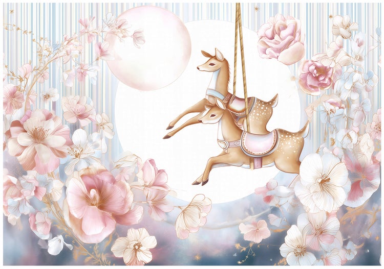 Fototapete Kinderzimmer Mädchen Blumen Tiere Kinder Vlies Tapete 250x175 cm