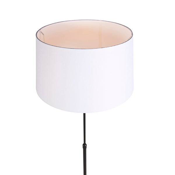 Stehlampe mit rundem Lampenschirm aus Stoff