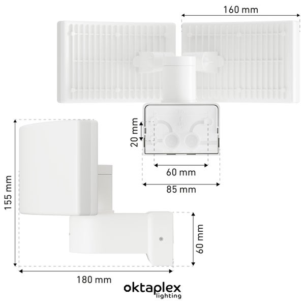 Cali Dos LED Außenstrahler dreh- / schwenkbar Warmweiß 3000K 40W LED Außenlampe IP65 Wandlampe für Garten Terrasse