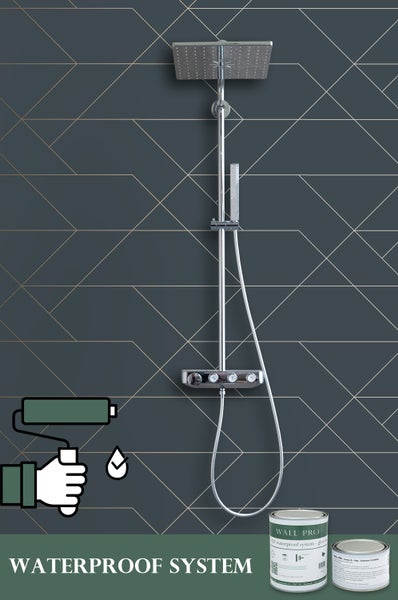 Wasserdichtes System für Wände im Badezimmer mit Duscharmatur
