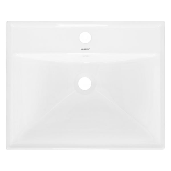 ML-Design Waschbecken aus Keramik Weiß 51x15,5x41,5 cm Eckig Einbauwaschbecken mit Hahnloch und Überlauf, Aufsatzwaschbecken Einbauwaschtisch Waschschale Waschplatz Handwaschbecken, für das Badezimmer
