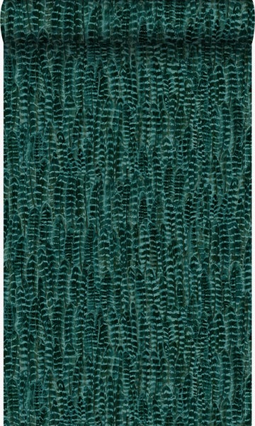 Origin Wallcoverings Tapete Federn Smaragdgrün - 53 cm x 10.05 m - 347399